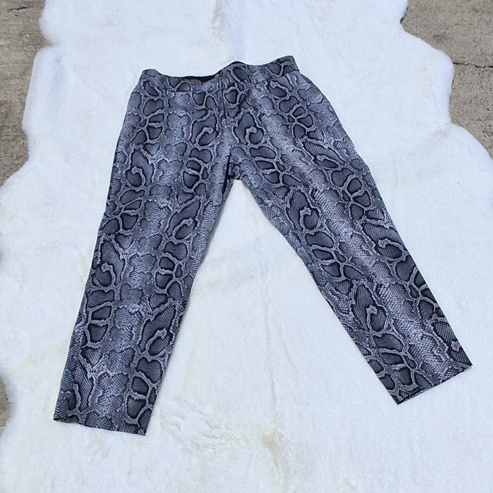 Michael Kors Snakeskin Print Cotton Stretchy Ankle Pants Women Size 16 - Picture 2 of 14